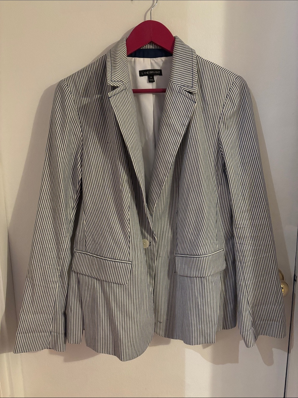Lane Bryant Navy & White Pinstripe Blazer
